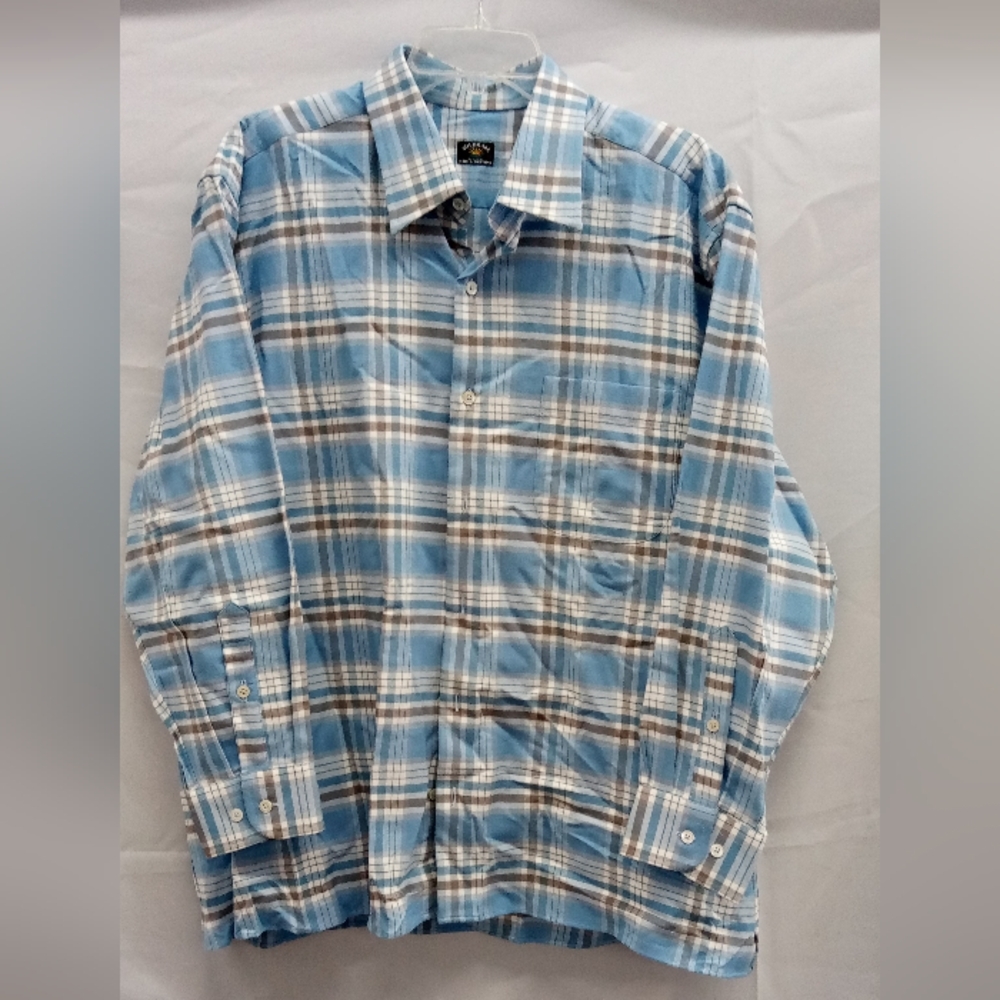 Maus & Hoffman Solemare Blue Plaid Dress Shirt